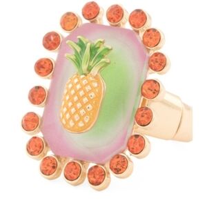 🔹️Betsey Johnson 🔹️Colorful Crystal Pineapple Frame Adjustable Stretch Ring